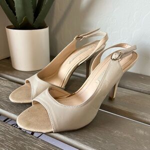 Nine West Cream Peep-Toe Heels